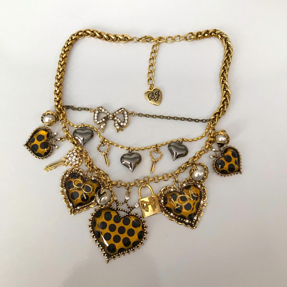 Betsey Johnson Polka Dot Heart Necklace